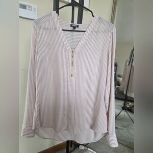 Express Blush Striped Blouse with Zipper